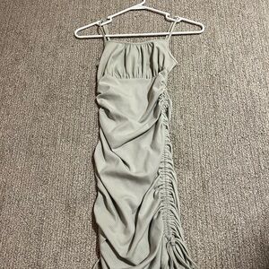 Elegant Gray Ruched Dress